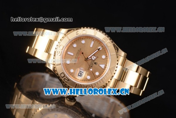 Rolex Yacht-Master 40 Clone Rolex 3135 Automatic Yellow Gold Case/Bracelet with Yellow Gold Dial and Dot Markers (BP) - Click Image to Close